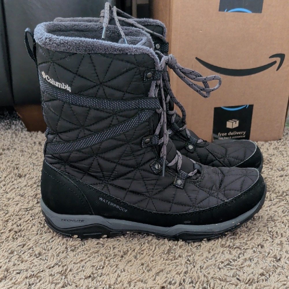 Columbia Women's Gray Quilted Winter Boots